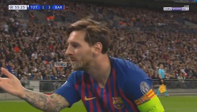 هدف ميسي الاول في مرمي توتنهام