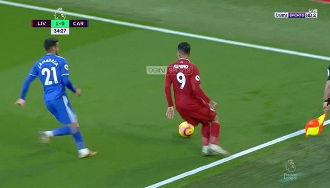 لقطة مهارية رائعة من فيرمينو في مباراة ليفربول وكارديف سيتي