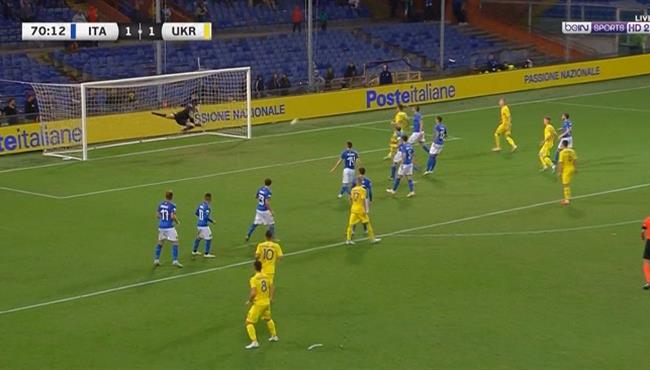 العارضة تحرم اوكرانيا من تسجيل هدف صاروخى فى مرمى ايطاليا