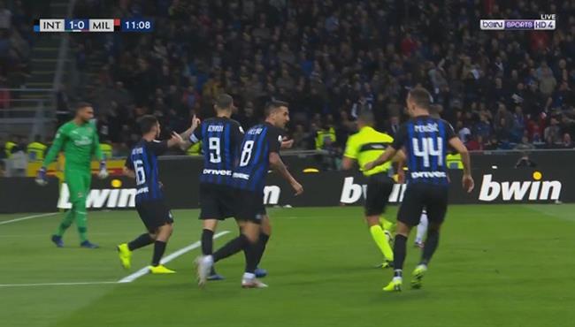 هدف انتر الملغي امام ميلان بالدوري الايطالي