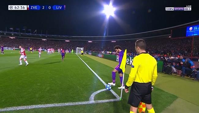 محمد صلاح بفشل في تسجيل هدف مباشر من ركلة ركنية