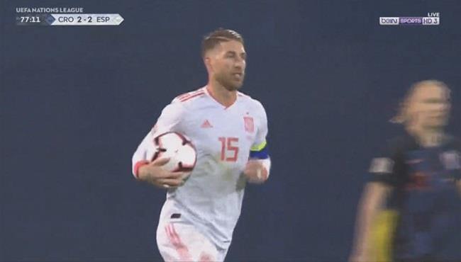هدف تعادل اسبانيا مع كراوتيا 2 2 سيرجو راموس