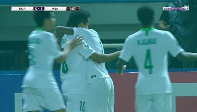 هدف السعودية الاول فى مرمي كوريا الجنوبية نهائى كأس اسيا للشباب