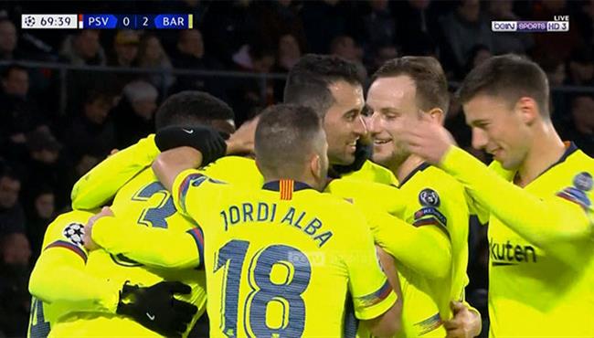 هدف برشلونة الثاني في مرمي ايندهوفن تعليق حفيظ دراجي