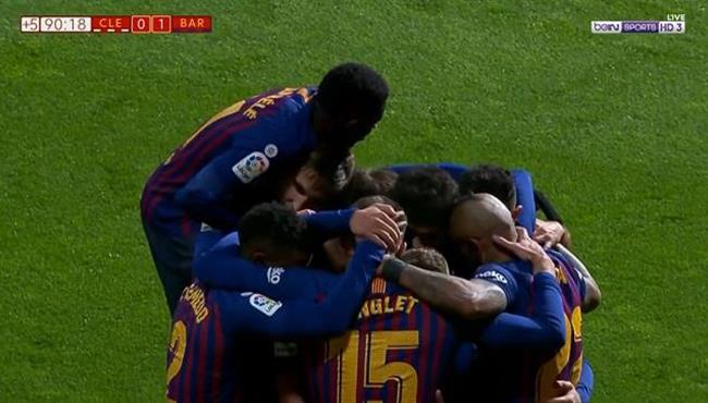 هدف فوز برشلونة القاتل على ديبورتيفا ليونيسا 1 0 كاس ملك اسبانيا