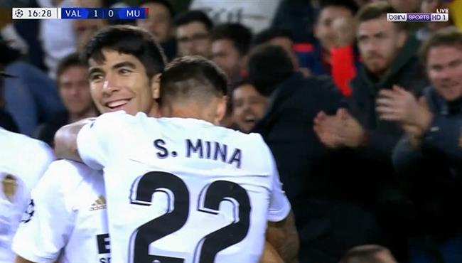 هدف فالنسيا الاول في مرمي مانشستر يونايتد دوري ابطال اوروبا