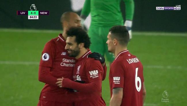 هدف ليفربول الرابع في مرمي نيوكاسل اسيست محمد صلاح