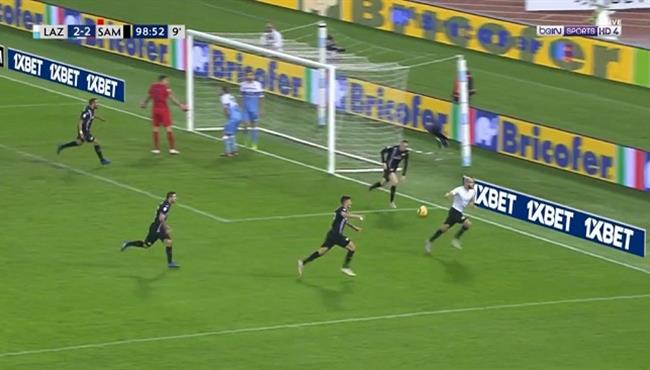 هدف رائع بالكعب لـ سامبدوريا امام لاتسيو فى الثواني الاخيره واحتفال جنوني