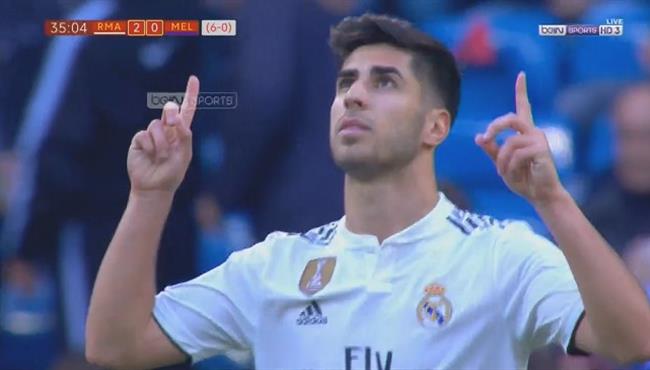 اسينسيو يسجل هدفين في دقيقتين لريال مدريد امام مليلية بكأس ملك اسبانيا