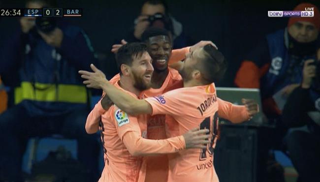 هدف ديمبيلي الرائع في مرمي اسبانيول بالدوري الاسباني