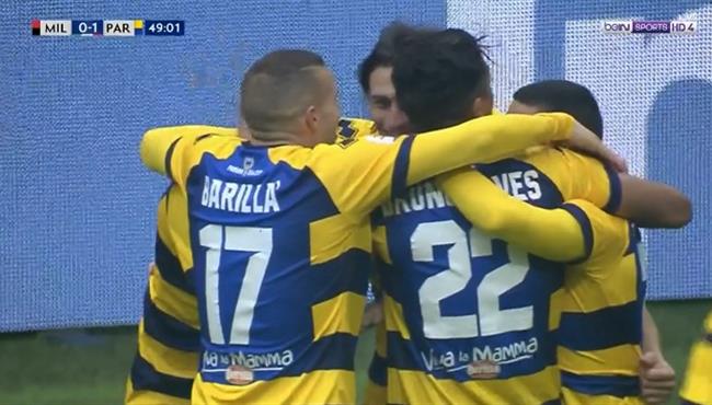 هدف بارما الاول في مرمي ميلان تعليق حفيظ دراجي