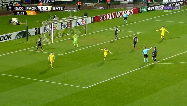 اهداف مباراة باوك سالونيكي وباتي بوريسوف 1 3 الدوري الاوروبي