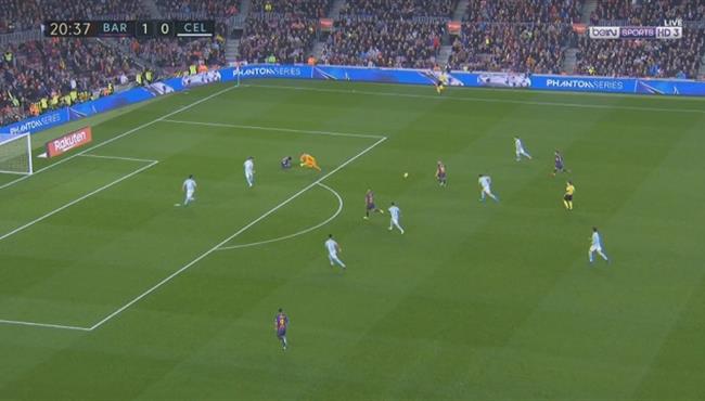 مدافع سيلتا فيجو ينقذ هدف مؤكد لبرشلونة والمرمي خالي