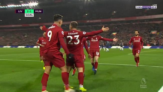 هدف ليفربول الثاني فى مرمي مانشستر يونايتد شاكيري