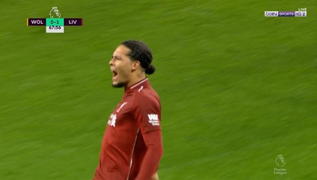 هدف فان ديك في مرمي ولفرهامبتون اسيست رائع لـ محمد صلاح
