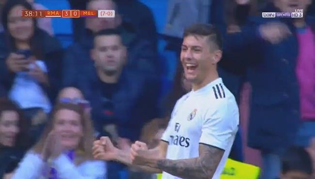 هدف ريال مدريد الثالث في مرمي مليلية بكأس ملك اسبانيا