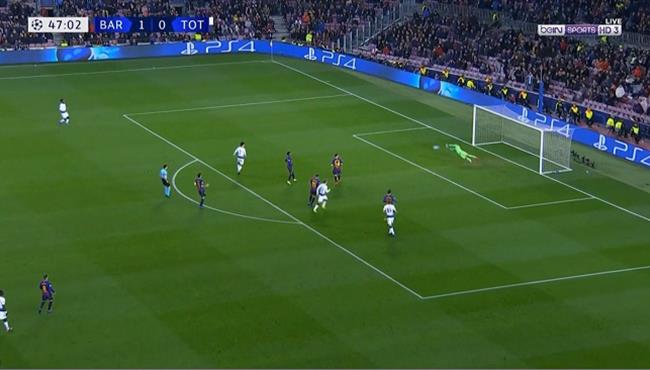 تصدي سيليسين الخرافي في مباراة برشلونة وتوتنهام