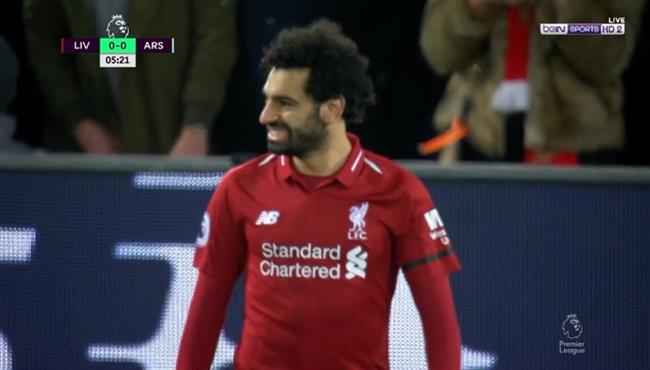 محمد صلاح كاد ان يسجل هدف رائع بالكعب في مرمي ارسنال