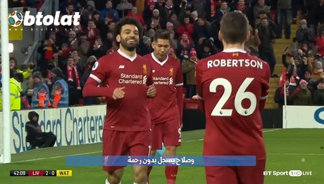 سوبر هاتريك محمد صلاح امام واتفورد بتعليق اجنبى مترجم
