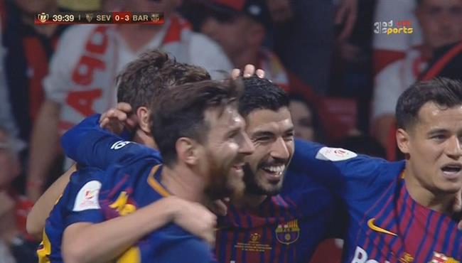 هدف برشلونة الثالث فى مرمى اشبيلية اسيست ميسى