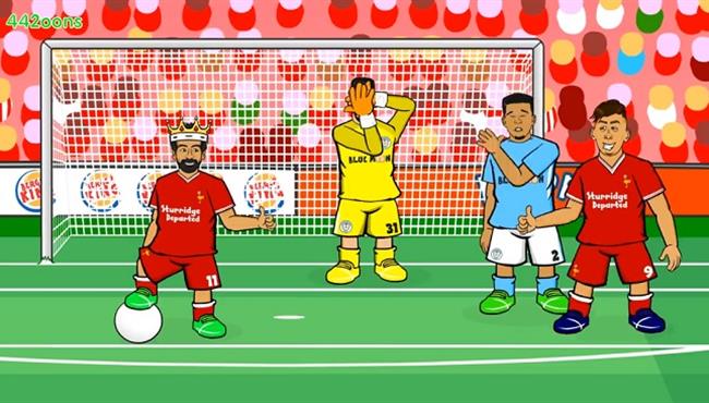 كارتون كوميدي ساخر لفوز ليفربول على مانشستر سيتى