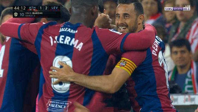 ليفانتى يسجل هدفين رائعين فى دقيقتين امام اتليتك بلباو