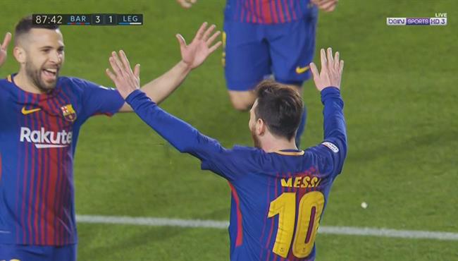 هاتريك ميسى فى مباراة برشلونة وليجانيس