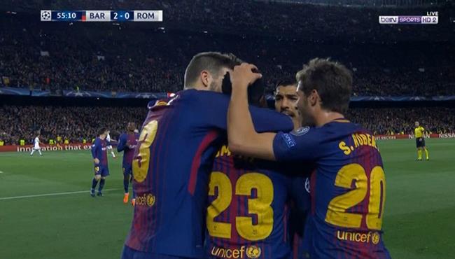 هدف برشلونة الثاني في مرمي روما