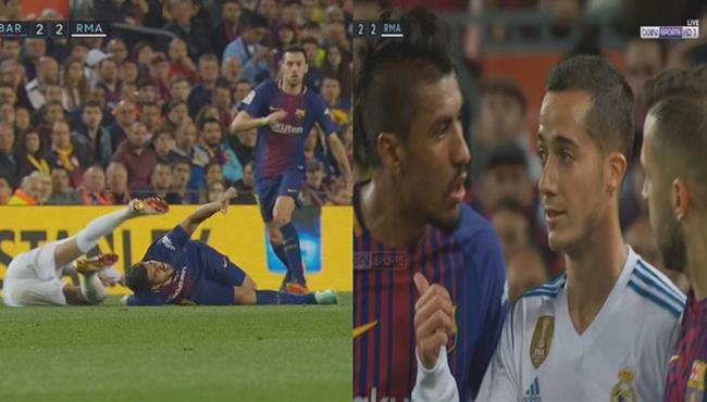 لاعبو ريال مدريد يرفضون اخراج الكرة بعد سقوط سواريز في الكلاسيكو