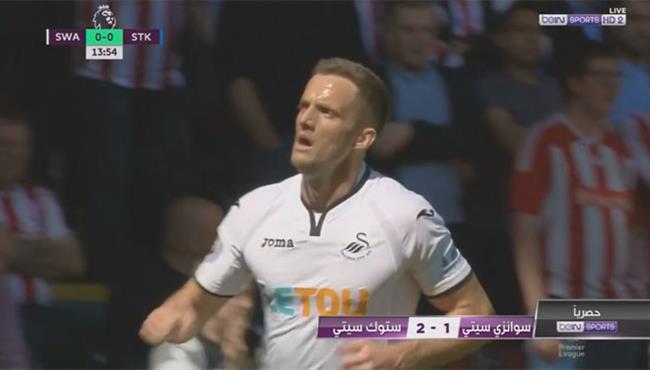 اهداف مباراة ستوك سيتى وسوانزى 2 1 الدورى الانجليزى