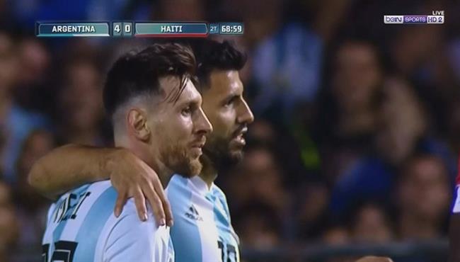 هدف اجويرو فى مرمى هايتى