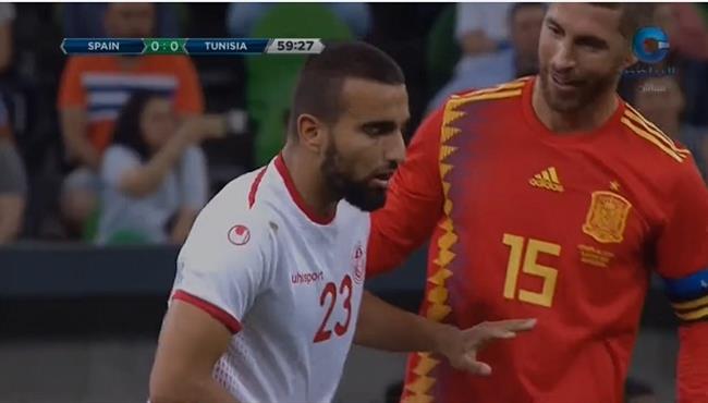 تدخل قوي من راموس على لاعب تونس