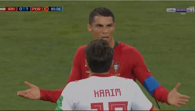 كريستيانو رونالدو ينجو من الطرد فى مباراة البرتغال وايران