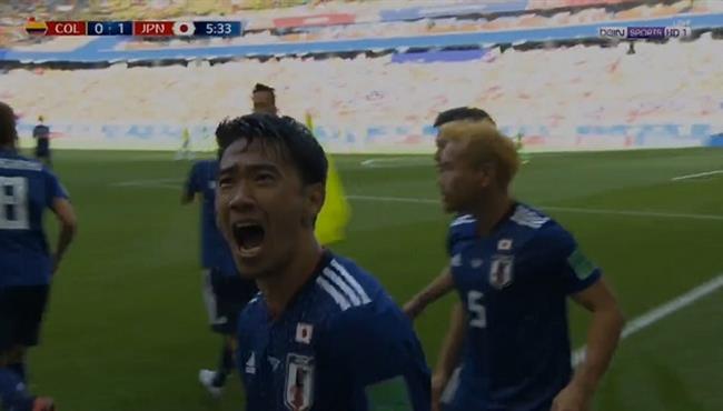 هدف اليابان الاول فى مرمى كولومبيا بتعليق حفيظ دراجى