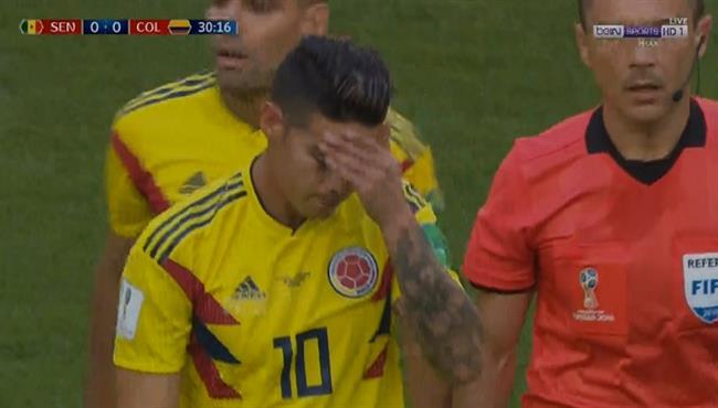 رد فعل رودريجيز لحظة تبديله فى مباراة السنغال وكولومبيا