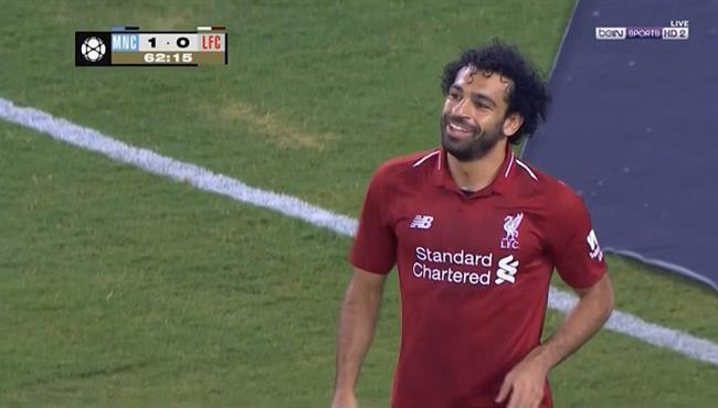 هدف محمد صلاح في مرمي مانشستر سيتي بكأس الابطال الدولية
