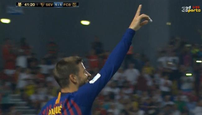 هدف تعادل برشلونة مع اشبيلية 1 1 كأس السوبر الاسبانى