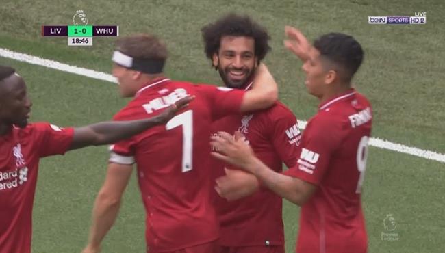 هدف محمد صلاح في مرمي وست هام الدوري الانجليزي