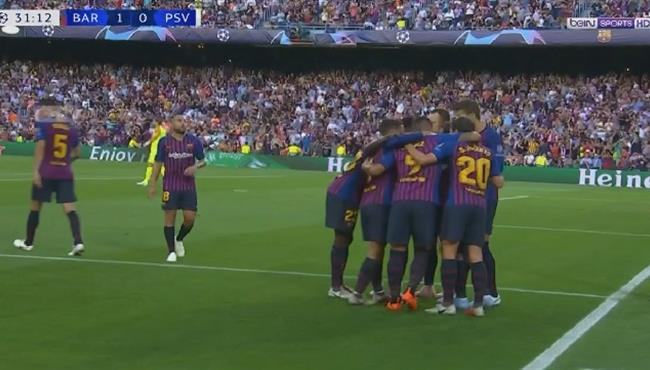 اهداف مباراة برشلونة وايندهوفن 4 0 دورى ابطال اوروبا