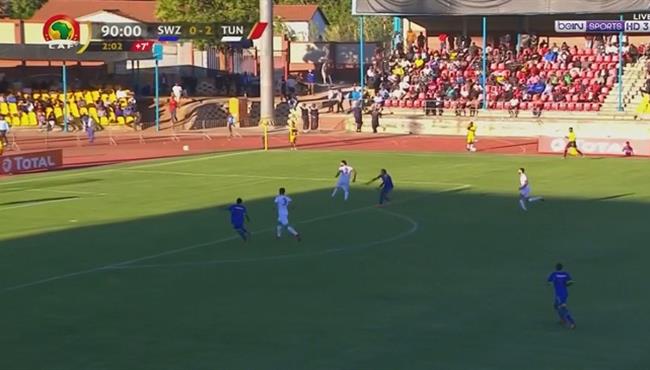 العارضة تحرم سوازيلاند من تسجيل هدف رائع فى مرمى تونس