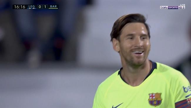 العارضة تحرم ميسي من تسجيل هدف رائع امام ليجانيس