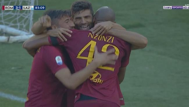 هدف روما الثالث فى مرمى لاتسيو بالدورى الايطالى
