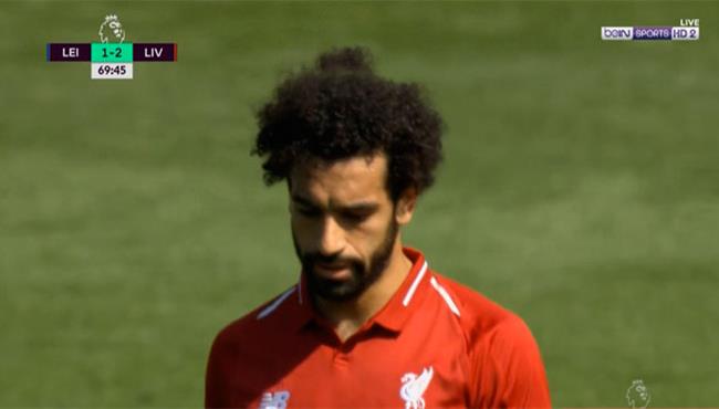 رد فعل محمد صلاح بعد تبدليه في مباراة ليفربول وليستر سيتي