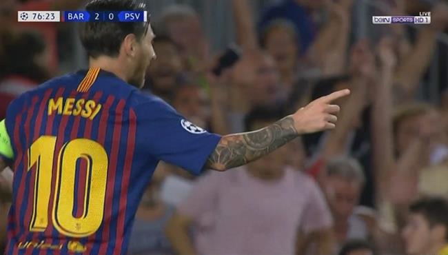 هاتريك ميسى فى مباراة برشلونة وايندهوفن بدورى ابطال اوروبا