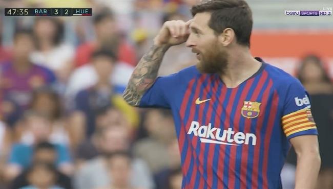 العارضة تحرم ميسى من تسجيل هدف ثانى امام هويسكا