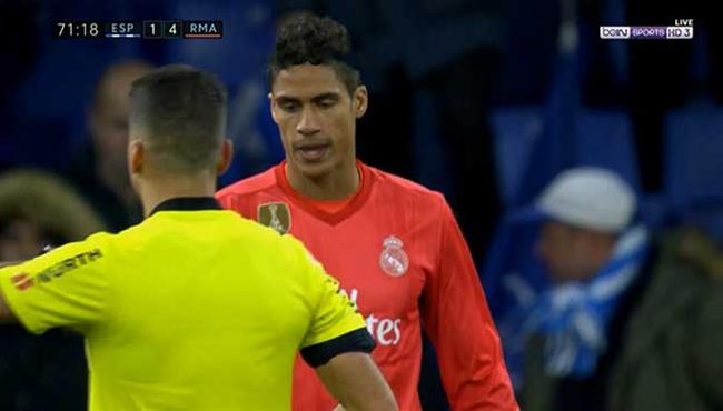 طرد فاران في مباراة ريال مدريد واسبانيول