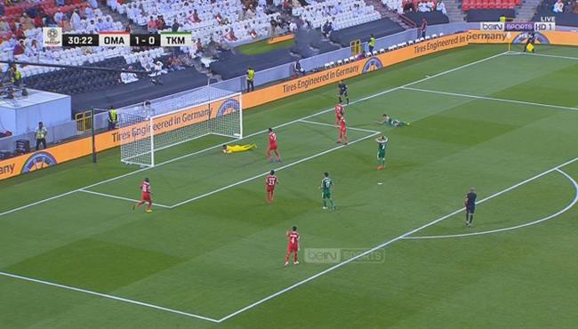 تصدي حارس عمان الرائع امام تركمانستان بكأس اسيا