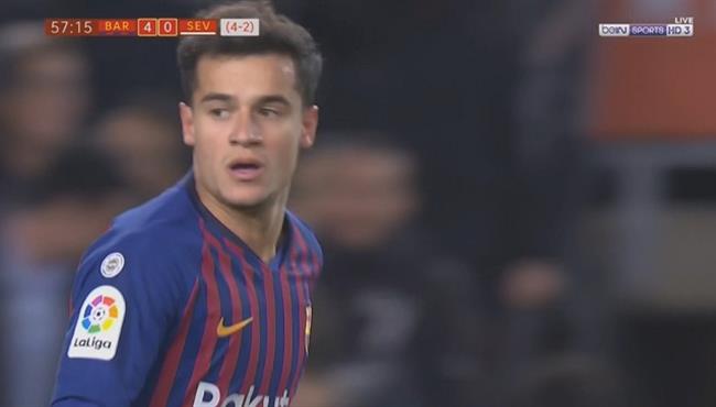 هدف كوتينيو الملغي امام اشبيلية بكأس ملك اسبانيا