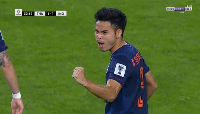 هدف تعادل تايلاند مع الهند 1 1 كأس اسيا