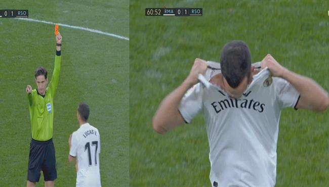 لوكاس فاسكيز يطرد ويمزق القميص فى مبارة ريال مدريد وريال سوسيداد